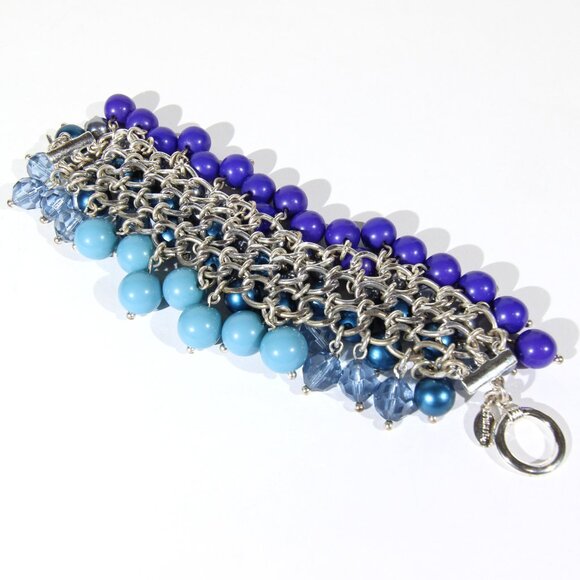 Chico's Silver Tone and Blue Beads Bracelet - Picture 4 of 7
